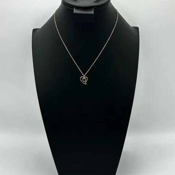 Gold Double Heart Pendant Necklace Elegant Love Theme - Picture 1 of 3